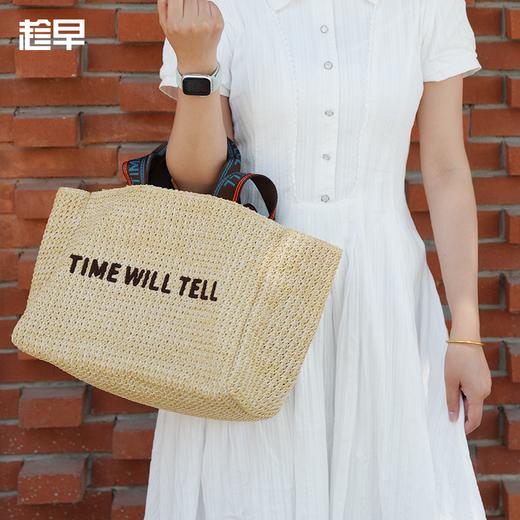 趁早有态度草编托特包沙滩假日编织作家包慵懒度假风单肩斜挎包包 商品图1