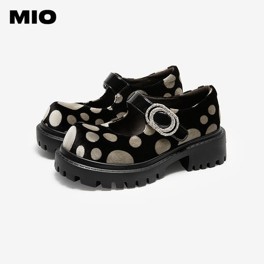MIO米奥玛丽珍鞋时尚波点魔术贴厚底增高5cm单鞋女M254552104 商品图2
