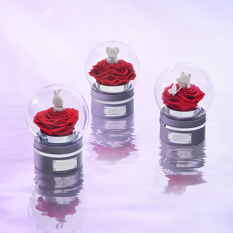 【音乐圆罩】ROSEONLY诺誓 永生玫瑰-音乐系列 悦慕马 十二星座音乐球玫瑰公仔 甜心兔熊猫公仔音乐球礼盒 送女友节日礼物