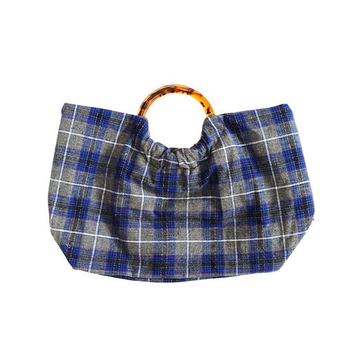 HUJI祤集Noble手提包老布TISSAGE格纹手织布 商品图2