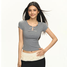 Ariseism 美式复古辣妹修身设计感短款短袖T恤女夏季新款显瘦上衣