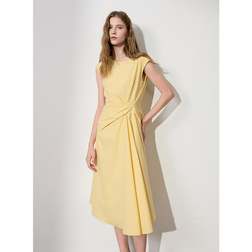 【100棉】三彩2025夏季新款无袖连衣裙不规则大摆长裙法式A字裙M 商品图3