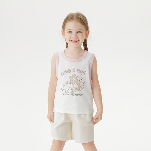 【凉感透气】马克珍妮男女童夏日快乐小熊背心宝宝夏装新款550585 商品图1