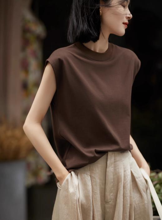 白露同款纯棉280g重磅宽松无袖T恤背心女夏季休闲百搭透气 商品图3