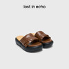 lost in echo2025春夏新款布洛克流苏真皮厚底增高面包拖沙发拖鞋 商品缩略图0
