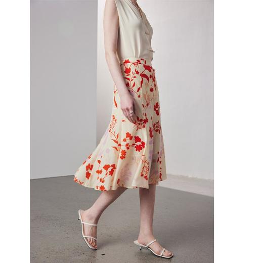 全新升级【铂金会员330/天猫439/差价109】(34101)洛诗琳真丝半身裙女2025春夏新款双绉印花鱼尾桑蚕丝裙子 商品图1