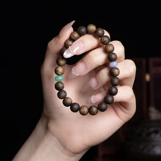 XY0363沉香+翡翠简约款手串 商品图7