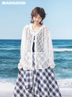 马得工地/MDGDCS252377/星星蕾丝连帽开衫