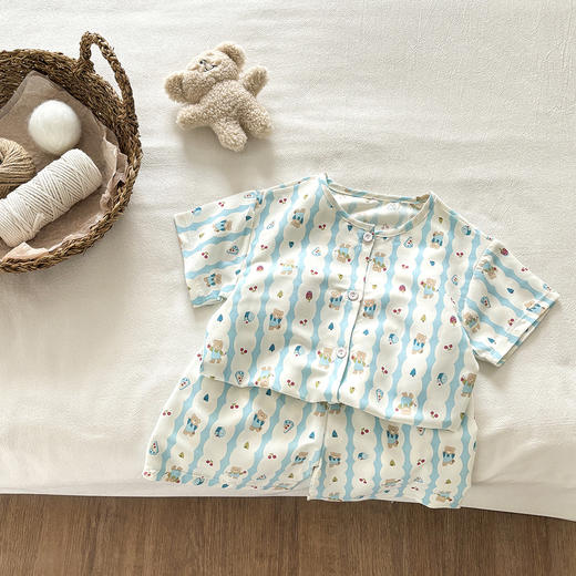 【萌宝夏日居家服🌈】清凉舒适的卡通云朵睡衣套装💖 宝宝爱穿，妈妈放心！儿童夏季家居服套装 女童卡通云朵棉睡衣 男宝宝短袖短裤印花空调服 商品图6