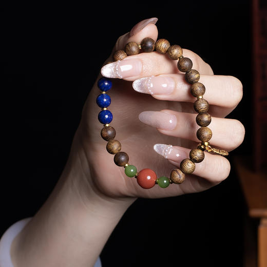 XY0364沉香+碧玉南红幸运之羽手串 商品图7