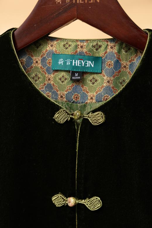 荷言HEYEN 寒烟翠 真丝丝绒马甲拼接柿蒂纹非遗汉锦高级定制 商品图2