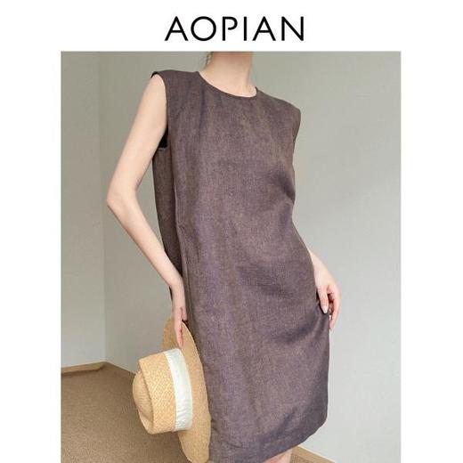 奥篇微闪金丝冰麻纱  简极宽松无袖背心连衣裙 商品图1