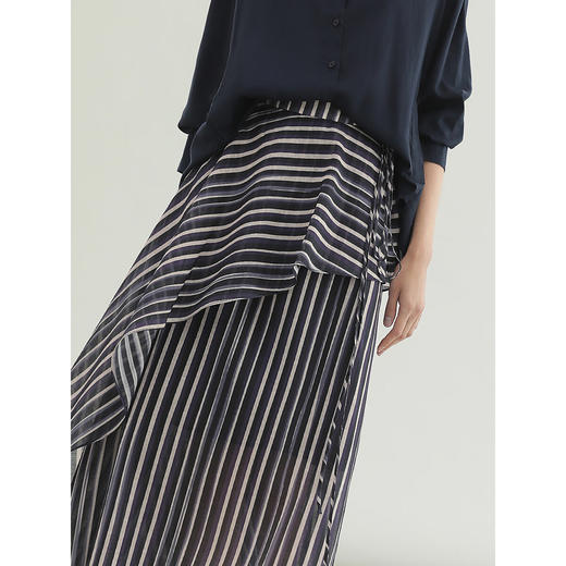 COCOBELLA[醋酸]设计感不规则条纹印花莱赛尔半身裙HS3135 商品图1