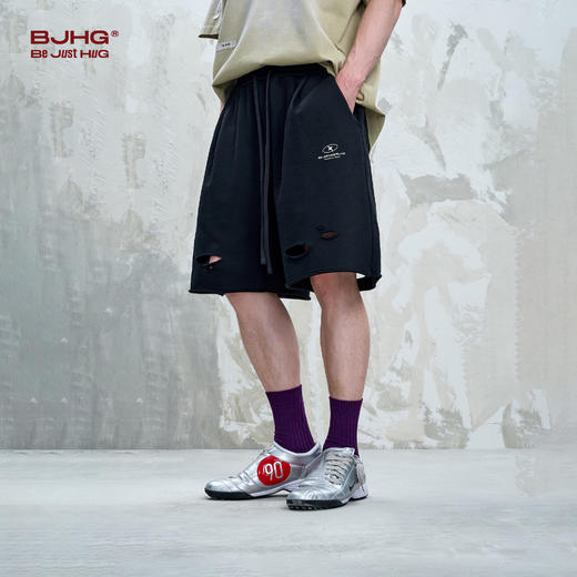 BJHG不计后果水洗破洞短裤男款夏季2025新款复古宽松休闲五分裤子 商品图1