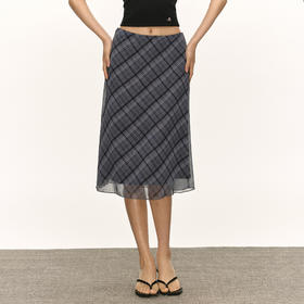 Ariseism  美式复古灰色格纹半身裙女夏季新款修身包臀裙子