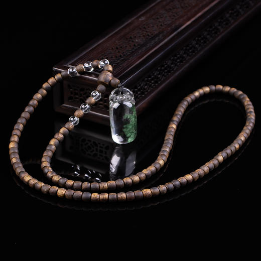 XY0369沉香+招财绿幽灵水晶吊坠 商品图1
