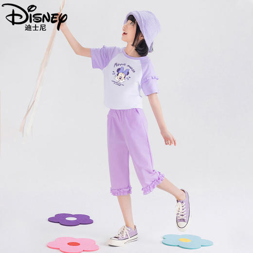 迪士尼女童短袖套装夏季两件套儿童2025新款女大童七分裤运动服潮 商品图3