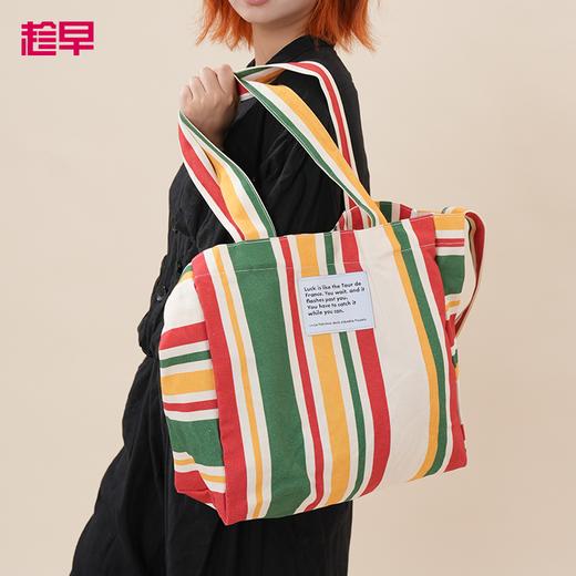 趁早有态度电影帆布包单肩包文艺百搭松弛感手提包大容量购物袋 商品图0