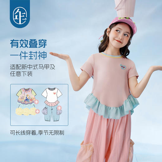 年衣女童2025年夏季新款上衣原创设计宽松半糖奶昔短袖T恤 商品图3