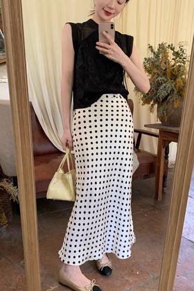 ELLA JADE 新中式盘扣上衣波点半裙套装 20288