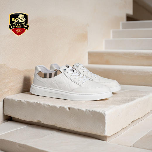 豪麟名鞋奥莱迪嘉男鞋休闲鞋牛皮革DJWTO51MX207白色  原价1960元 商品图1