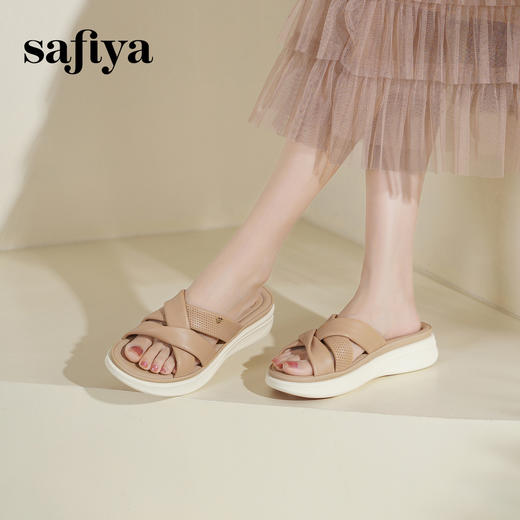 Safiya/索菲娅2025露趾羊皮厚底休闲外穿百搭轻便一脚蹬凉拖鞋SFD2110409 商品图7
