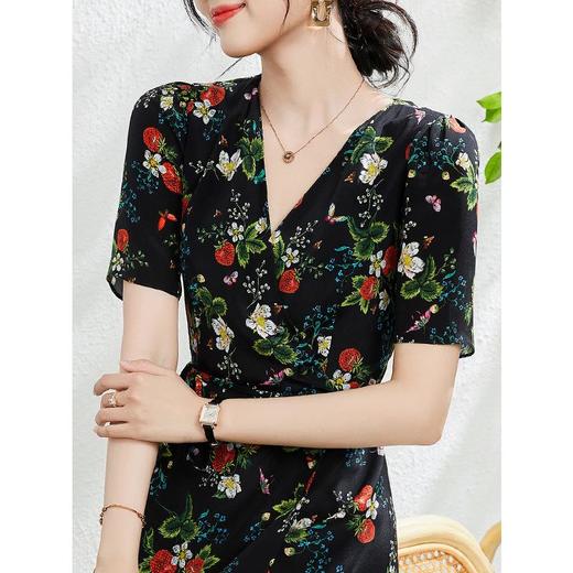 【高货oyg】全新升级洛诗琳【铂金会员487/天猫659/差价172】(13531)真丝连衣裙2025新款法式复古气质时尚桑蚕丝碎花裙 商品图1