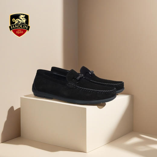 豪麟名鞋迪嘉男鞋商务鞋牛反绒面革DJWTA51MS001黑色 商品图1