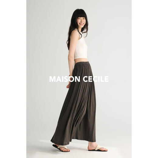 MAISON CECILE三色/夏季轻薄垂感透气褶皱肌理慵懒松紧腰半身长裙 商品图2
