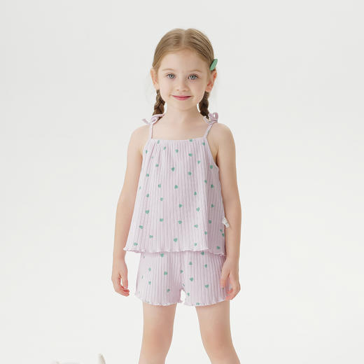 马克珍妮夏装新款 女童甜美爱心夏日罗纹吊带套装 240759/551055 商品图2