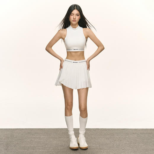 Ariseism  美式复古白色背心百褶半身裙短裙女夏套装两件套 商品图1