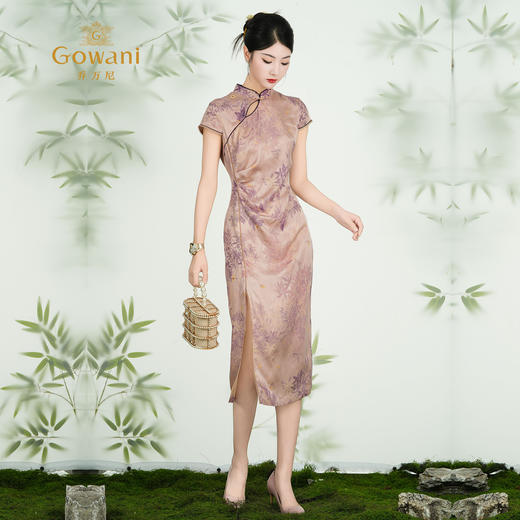 乔万尼新品100%真丝国风新中式旗袍连衣裙ED2E502 商品图3