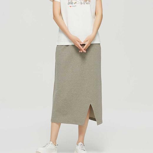 素道有机彩棉素色开叉裙 女士半身裙 女士针织短裙 商品图2