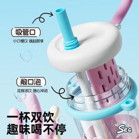 BABLOV吸管杯tritan水杯女生高颜值可爱便携茶水分离杯子 海蓝晴空(咖) /厨具 /水具 /塑料杯