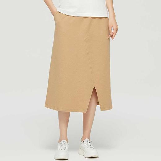 素道有机彩棉素色开叉裙 女士半身裙 女士针织短裙 商品图1