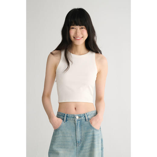 MAISON CECILE 四色/短款显比例修身百搭纯色无袖背心上衣 商品图0