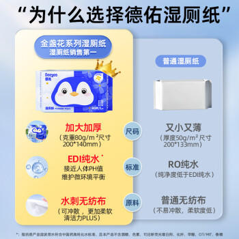 德佑湿厕纸家庭装80抽*6包 湿厕卫生纸厕纸洁厕湿纸巾 可搭配卷纸使用 /家庭清洁/纸品 /清洁纸品 /湿厕纸 商品图0