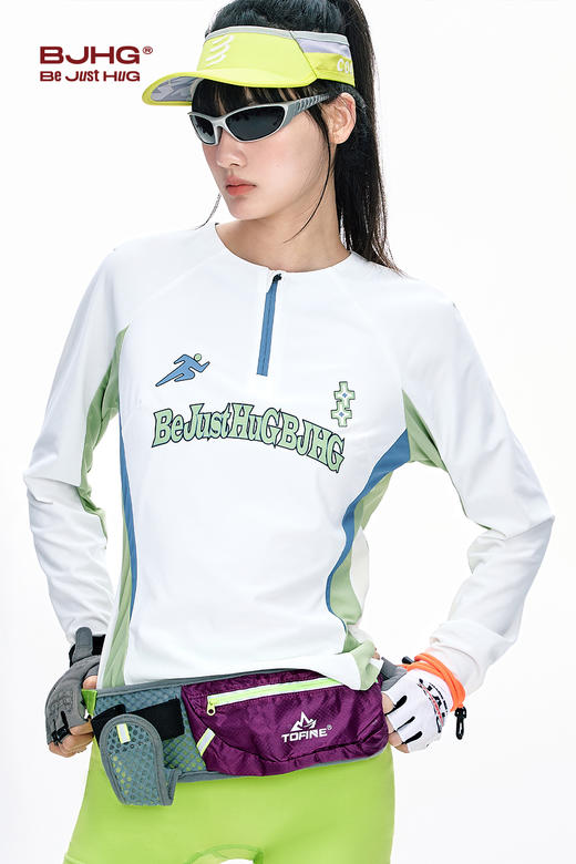 BJHG不计后果 户外骑行新款长袖t恤女款夏撞色弹力冰丝情侣运动服 商品图5