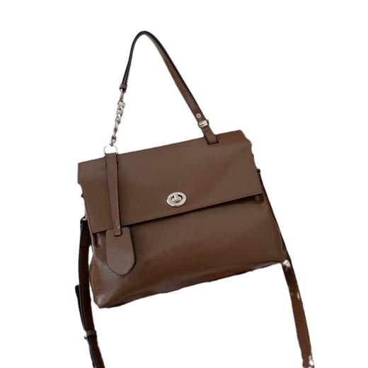 【预售3天】时尚女士复古邮差包跨境女包单肩包头层爆裂纹皮斜挎包6012AL-(货号:PASTE) 商品图4