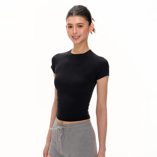 Ariseism 美式复古纯色基础插肩袖短款短袖T恤女夏季新款修身上衣 商品图0