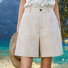 玳莎亚麻阔腿短裤女2025年夏季新款宽松休闲百搭直筒A字西装裤  FB36103 商品缩略图0