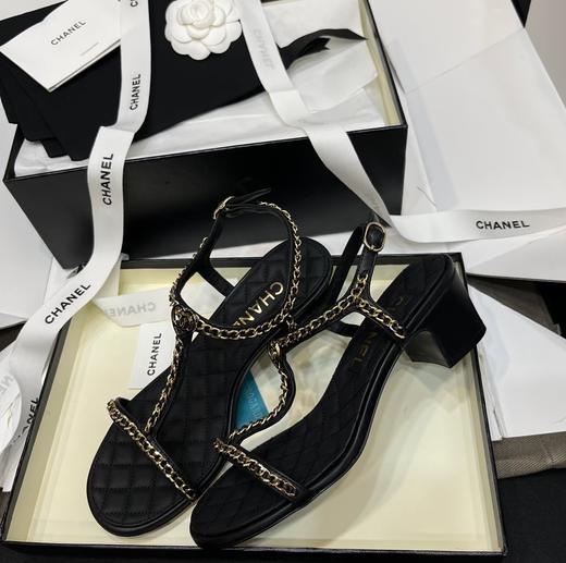 香奶奶新款链条小羊皮方跟凉鞋 商品图10