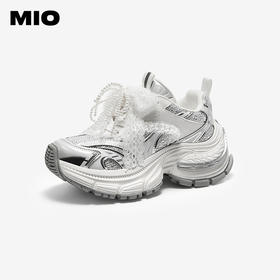 MIO米奥老爹鞋女蕾丝珍珠水钻芭蕾厚底休闲运动鞋M254586355