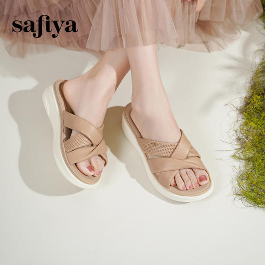 Safiya/索菲娅2025露趾羊皮厚底休闲外穿百搭轻便一脚蹬凉拖鞋SFD2110409 商品图6