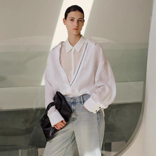 两件式宽松亚麻罩衫 商品图0