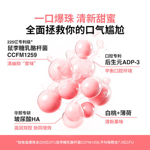 【华熙当康】五柳泉益生菌口香爆珠-白桃薄荷30粒/盒 商品图1