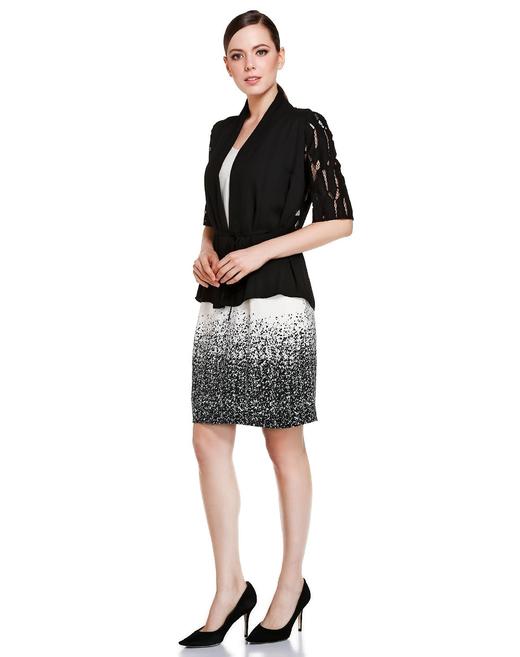 4894415338737    JOAN&DAVID 黑色俏丽蕾丝镂空中袖外套 商品图2