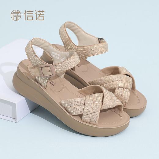 信诺舒适软底女鞋子厚底运动凉鞋女夏季新款罗马风凉鞋轻便妈妈鞋5L950-56 商品图4