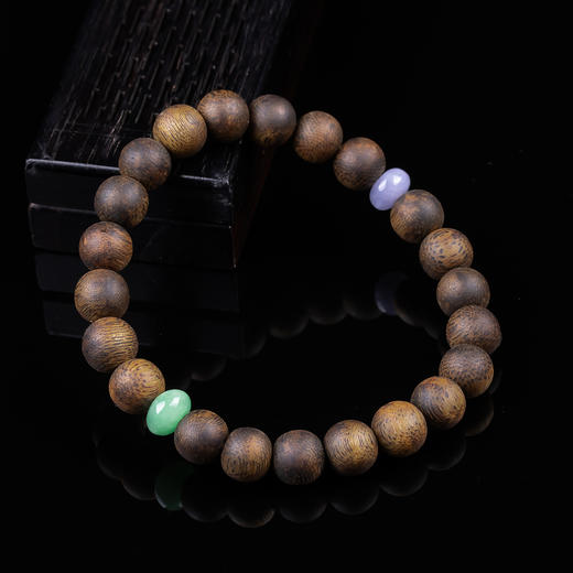 XY0363沉香+翡翠简约款手串 商品图1