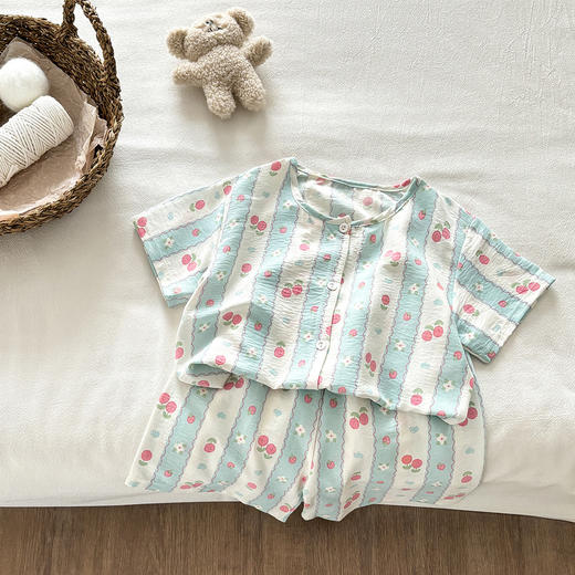 【萌宝夏日居家服🌈】清凉舒适的卡通云朵睡衣套装💖 宝宝爱穿，妈妈放心！儿童夏季家居服套装 女童卡通云朵棉睡衣 男宝宝短袖短裤印花空调服 商品图8